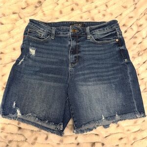 Judy Blue Women's Distressed Denim Shorts - Blue